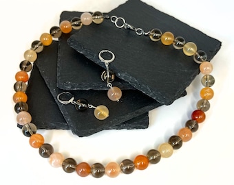 Carnelian Necklace and Earrings for Women Carnelian Jewelry Set for Her Beaded Necklace Carnelian Earrings Gift for Her Carnelian Jewelry