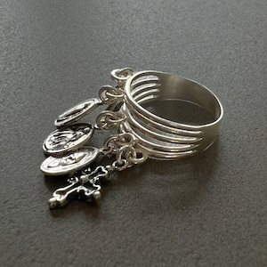 Charms-ring för kvinnor religiös ring present till mamma äkta silverring helgonmedaljring stapelbar sterlingsilver religiös gåva katolsk ring bild 4