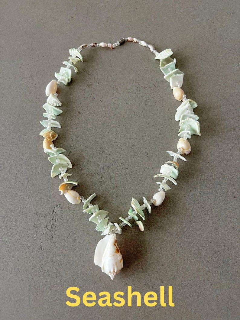 Shell Real Charms Beach Jewelry Bundle, Vintage Sliced Money Cowrie Shell Necklace, Puka ...