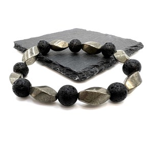 Bracelet for Men lava bracelet Beaded bracelet gift for Dad healing bracelet lava balance bracelet stretch bracelet black beaded bracelet