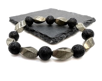 Bracelet for Men lava bracelet Beaded bracelet gift for Dad healing bracelet lava balance bracelet stretch bracelet black beaded bracelet