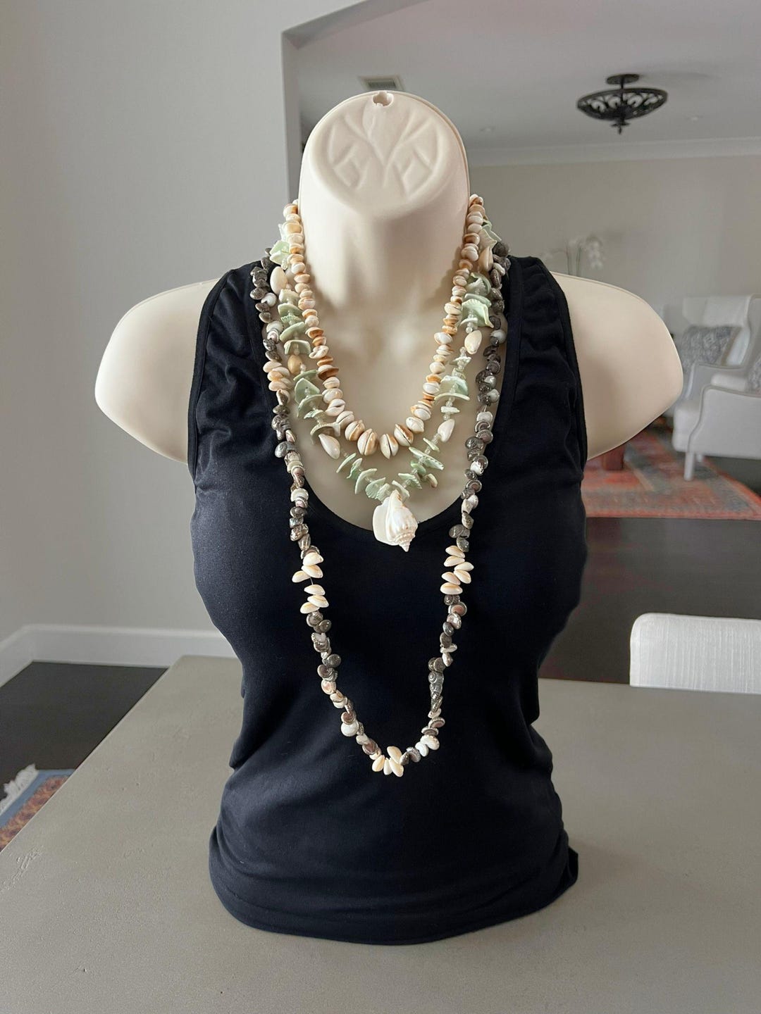 Shell Real Charms Beach Jewelry Bundle, Vintage Sliced Money Cowrie Shell Necklace, Puka ...