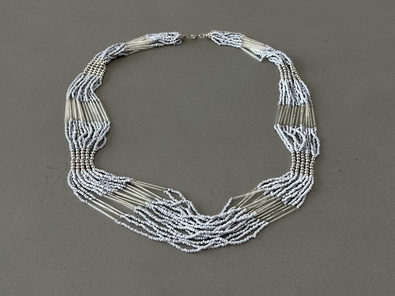 Threaded necklace beaded statement necklace for h… - image 1