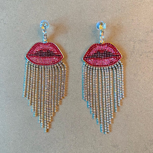 Red Lips Earrings Etsy