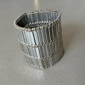 Ethnic cuff bangle for her elastic bangle silver color cuff for woman vintage wide bangle gift for her statement jewelry vintage cuff gift