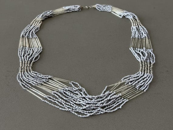 Threaded necklace beaded statement necklace for h… - image 2