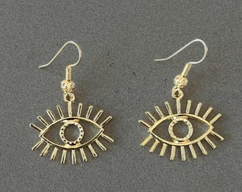 Gold Eye Charm Earrings for Women Evil Eye Jewelry Gift Gold Tome Earrings for Him Handmade Eye Earrings Turkish Evil Eye Protection Jewelry