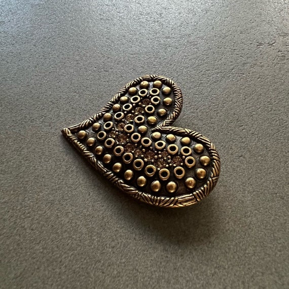 Heart brooch for her antique gold brooch for woma… - image 3
