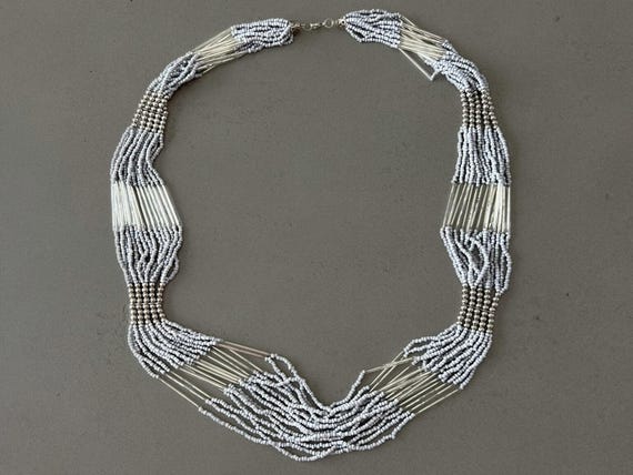 Threaded necklace beaded statement necklace for h… - image 4