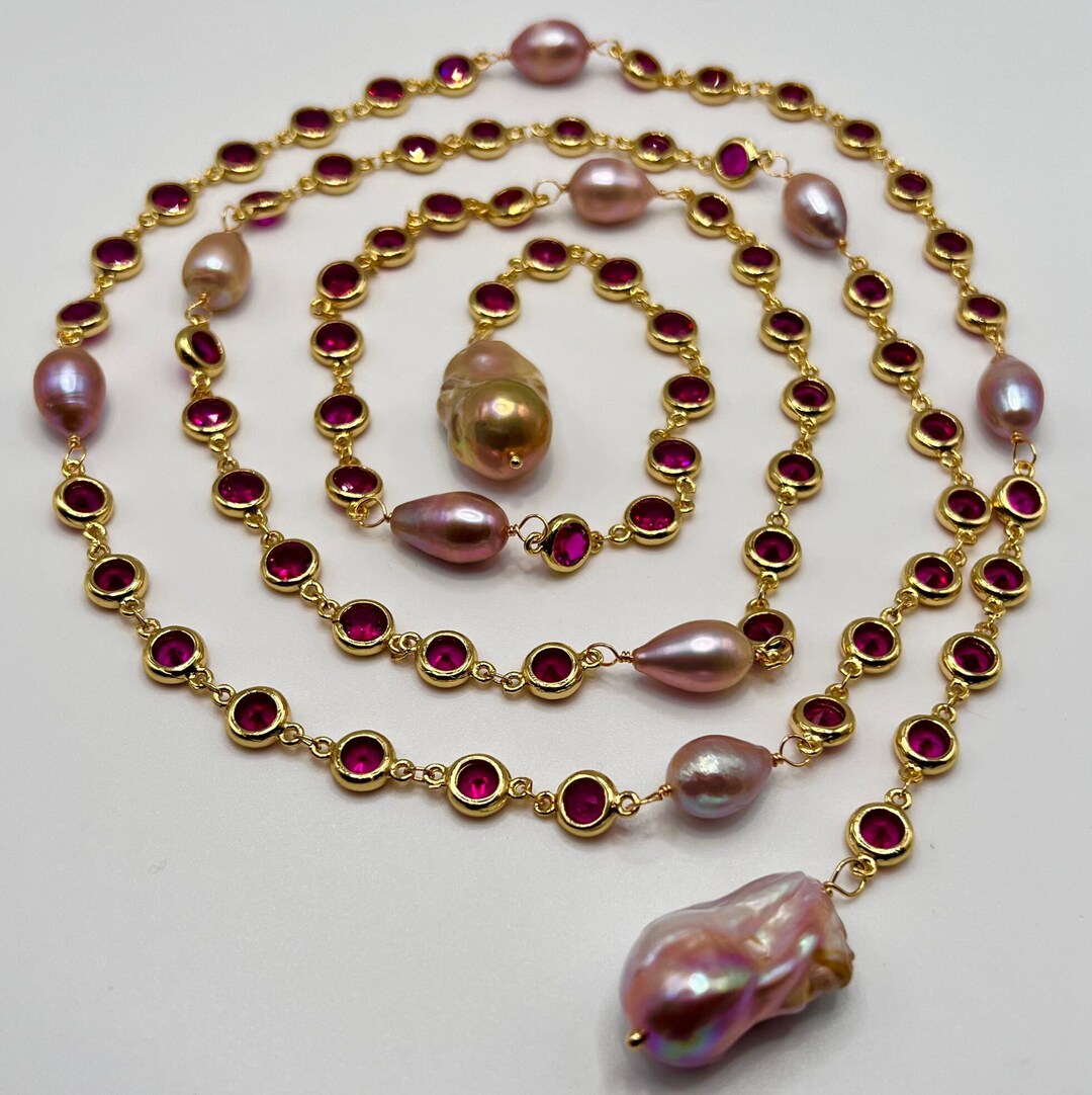 Long Pearl Necklace for Woman Freshwater Cultured Pearl Jewelry Rice