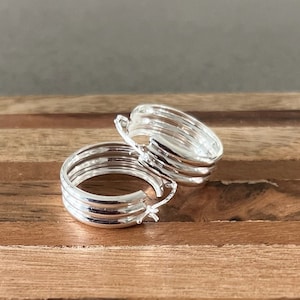 Wide hoop earrings for her sterling silver hoop earrings medium hoop earrings gift for moms earrings sterling silver jewelry minimalist hoop