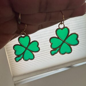 Clover earrings Four leaf clover earrings for Irish charm earrings green earrings 4 leaf clover earrings for her Irish lucky earrings gift
