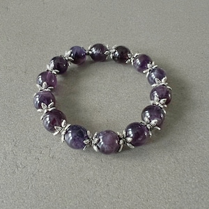 Amethyst bracelet for her amethyst beaded bracelet with natural amethyst gemstone bracelet adjustable amethyst bracelet gift for best friend