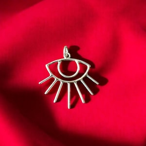 Sterling Silver Eye Pendant, Minimalist Pendant, Silver Pendant Jewelry, Unique Pendant, Simple Pendant, Modern Silver Jewelry, Gift for Her