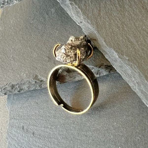 Quartz ring for her druzy quartz ring stone ring gift for woman irregular crystal stone ring gold plated ring for healing ring adjustable