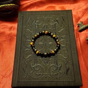 Triple Protection Tiger&#39;s Eye Bracelet, Hematite & Obsidian Bracelet-Grounding Bracelet-Crystal Healing-Men&#39;s Jewelry-Beaded Bracelet