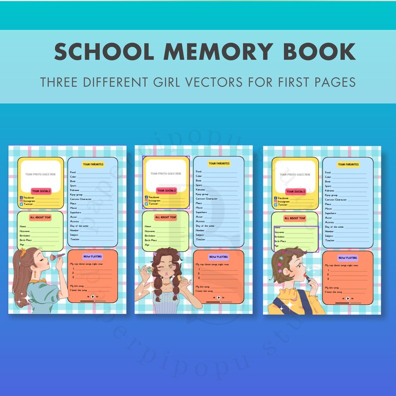 Editable School Memory Book for Girls Digital School Years Etsy