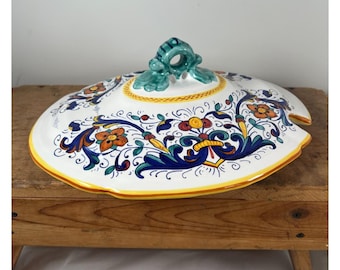 Ricco Deruta Pattern ITALY Hand Painted Ceramic Soup Tureen LID ONLY