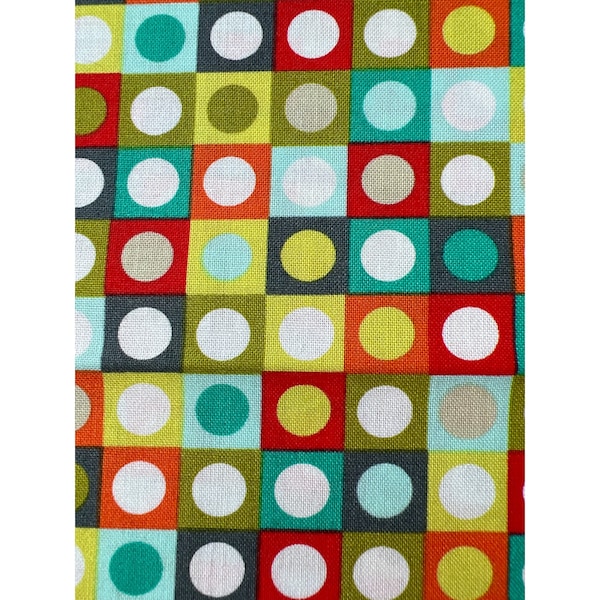 Fabric - OOP Michael Miller Bold Bot Dot in Retro Arcade Game Colors Cotton BTHY 18 x 44"