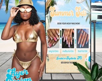 Summer Nail Flyer | Beach Vacation Sets, Nail Tech Promo (Digital Download)