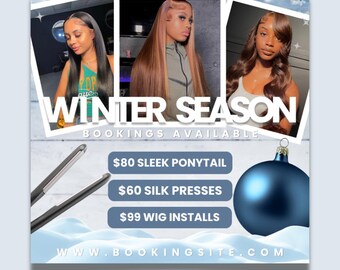 Winter Hair Specials Flyer – Salon Marketing Template (Canva, Photoshop)