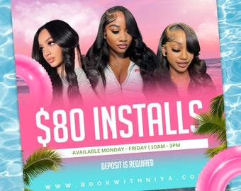 Summer Theme Wig Install Flyer, Canva Template Flyer, Hairstylists, Beauty Professional Service Provider, Promo Special Event Flyer HOT Sale