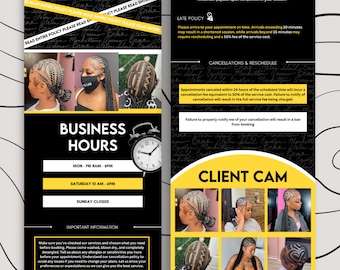 Black & Yellow Acuity Booking Site Template, Hairstylist Website Design (Canva Pro)