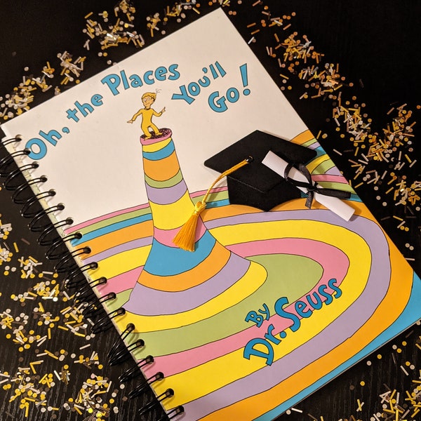 Oh the Places You'll Go Journal, Dr. Suess, Graduation, Graduation Book, Guest Book, Graduation Gift