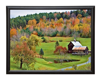 Sleepy Hallow Vermont Farm Oil Painting Printable Wall Art, Fall Print, Christmas Gift Idea, New England Fall Foliage, Autumn Landscape