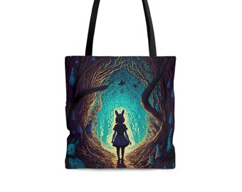 Alice in Wonderland tote bag, Gothic Alice in Wonderland bag, Fairytale tote bag, Vintage fairytale, Shopping bag, Carry on bag