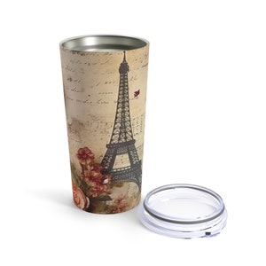 Eiffel Tower cup, Vintage Paris France Tumbler, French shabby chic mug, Gift for her, Gift for coffee lover image 4