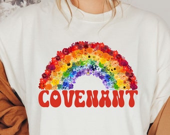 Christian Rainbow shirt, Scripture shirts, Floral Christian Tee, Rainbow tshirt, Genesis tshirt, God's promise