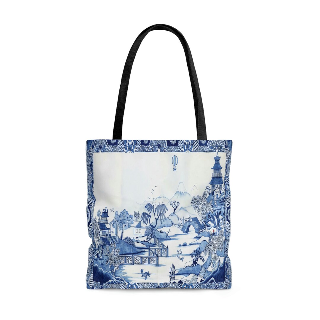 Oriental Style Blue Tote Bag Chinese Tote Bag Ethnic Tote Etsy