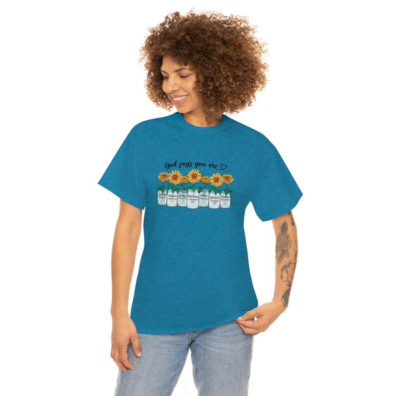 Women's scripture tshirt, Christian sunflower shirt, Mason jar shirt, Christian gardening shirt, Gift for Pastors wife image 2