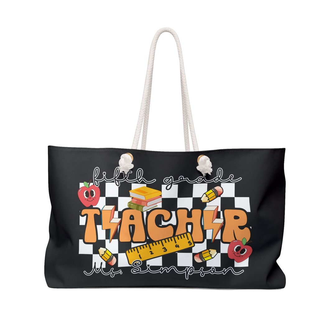 Olive Houndstooth Teachers Tote Bag