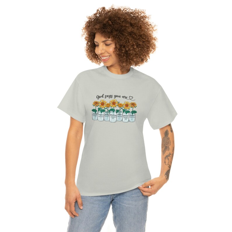 Women's scripture tshirt, Christian sunflower shirt, Mason jar shirt, Christian gardening shirt, Gift for Pastors wife image 5