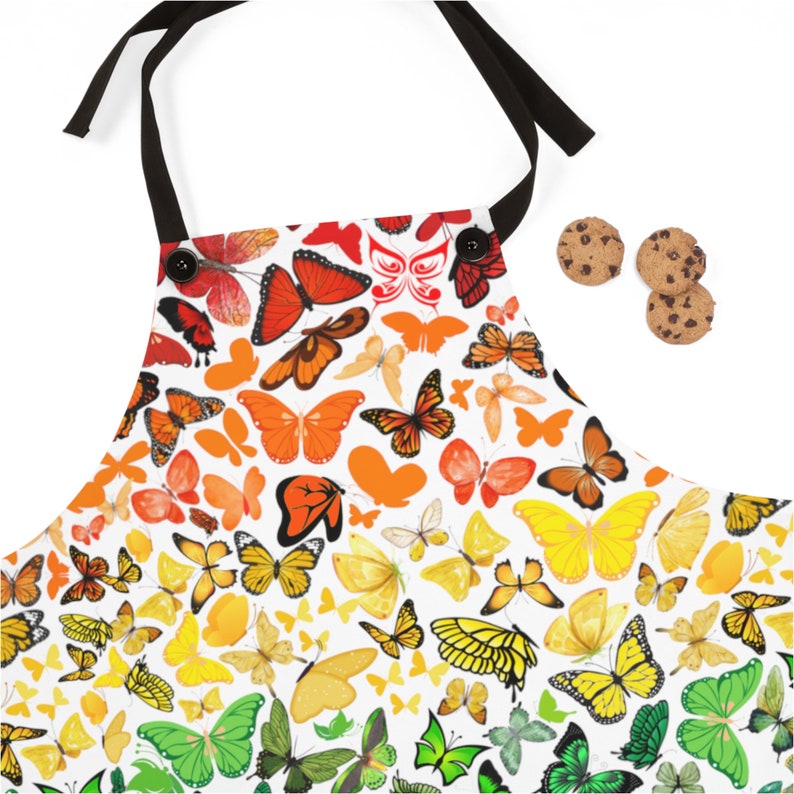 Butterfly rainbow apron, Rainbow kitchen accessories, Women' rainbow apron, Gift for baker 画像 3