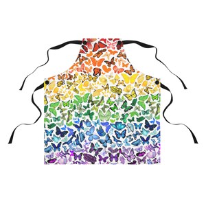 Butterfly rainbow apron, Rainbow kitchen accessories, Women' rainbow apron, Gift for baker 画像 2