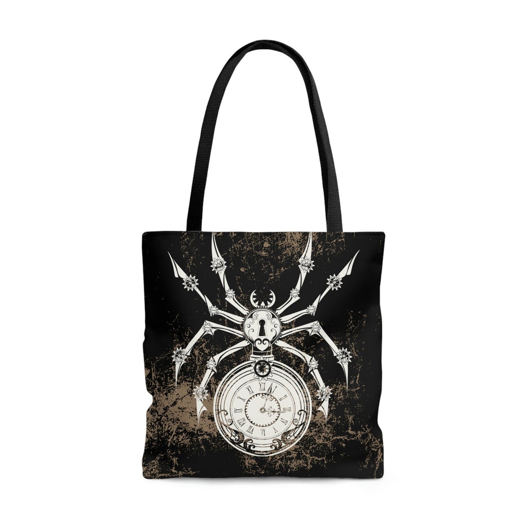 Steampunk Spider Tote Bag, Gothic Spider Bag, Black Tote Bag, Spider