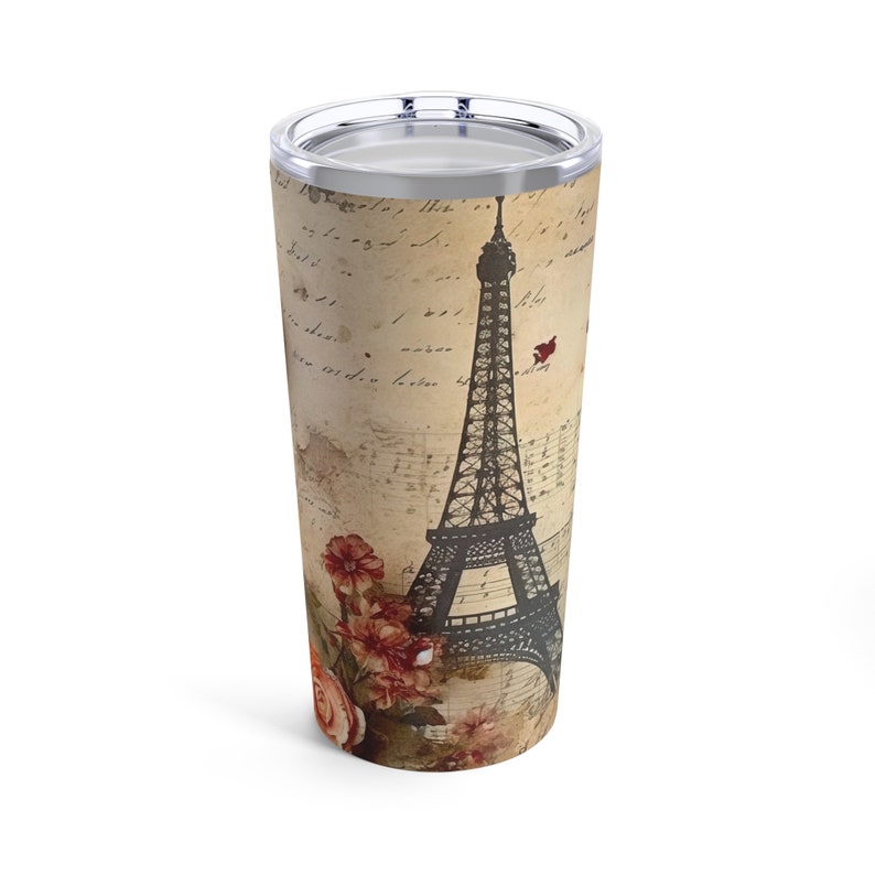 Eiffel Tower cup, Vintage Paris France Tumbler, French shabby chic mug, Gift for her, Gift for coffee lover image 1