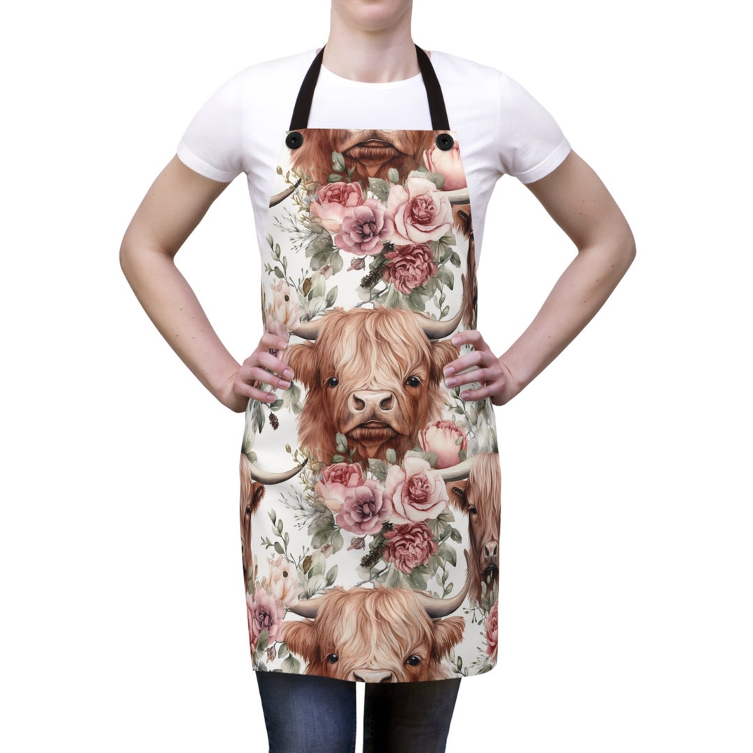 Highland Cow Kitchen Apron, Cow Kitchen Decor, Gift for Cow Lover