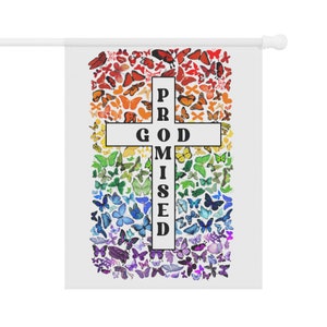 Christian rainbow butterfly flag, God&#39;s promise, Covenant rainbow, Genesis rainbow flag