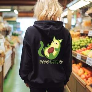Cute cat avocado Hooded Sweatshirt, Catacado hoodie, Avocado shirt, Funny cat sweatshirt, Gift for cat lover, Crazy cat lady shirt