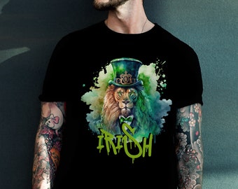 Men's St Patrick's Day Tshirt, Gangster Irish lion shirt, St Pattys day shirts, Men's Irish shirt, Irish Gangster, Vintage Gangster shirt
