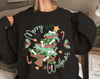 Dog Lover Groomer Vet Sudadera de Navidad, Suéter tecnológico veterinario, camisas de peluquero de perros, Regalo para amantes de los perros, Merry Woofmas