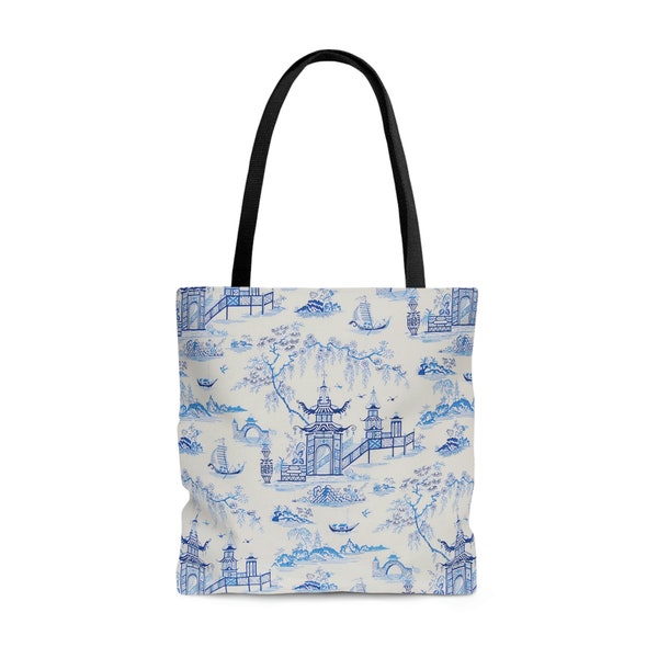 Chinese style tote bag, blue tote bag, Ethnic tote bag, Reusable shopping bags, Asian tote bag, Mothers day gift, Vintage tote