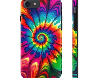 Groovy Psychedelic rainbow iPhone tough case, colorful tie dye iPhone case