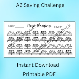 New Flooring Cash Saving Printable, Saving Challenge, Cash Stuffing A6 Printable, Budget Printable