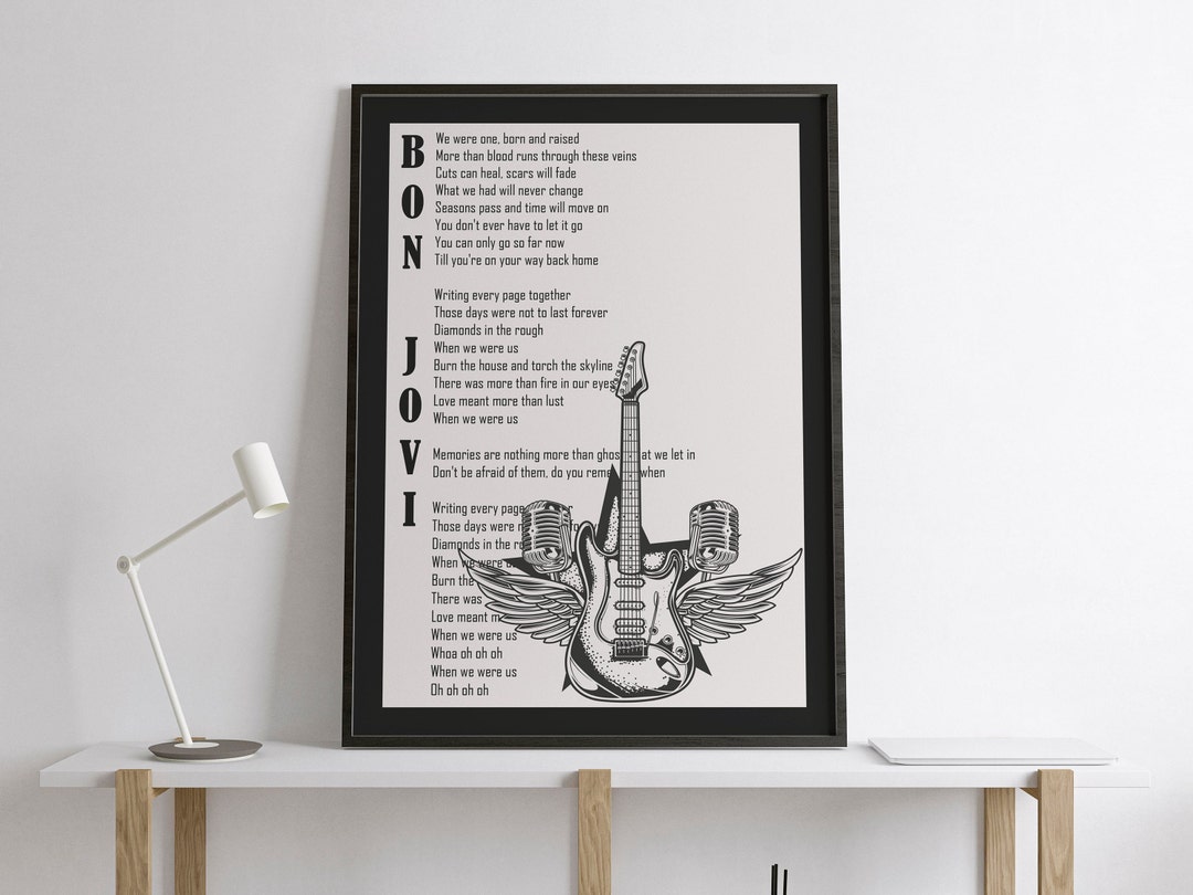 Bon Jovi, Bon Jovi Poster, Printable Poster, Custom Lyrics, Music ...