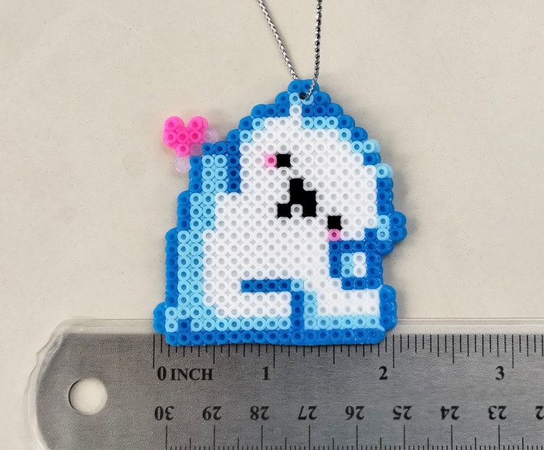 Polar Bear Heart Ornament, Purse or Back Pack Charm / Perler Beads